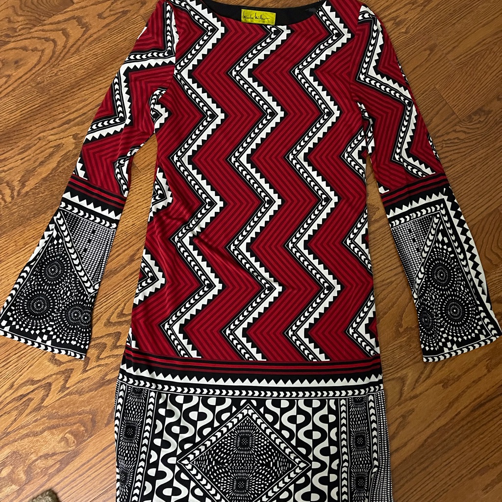Nicole Miller Size S, Chemise Dress With Bell Sleeves